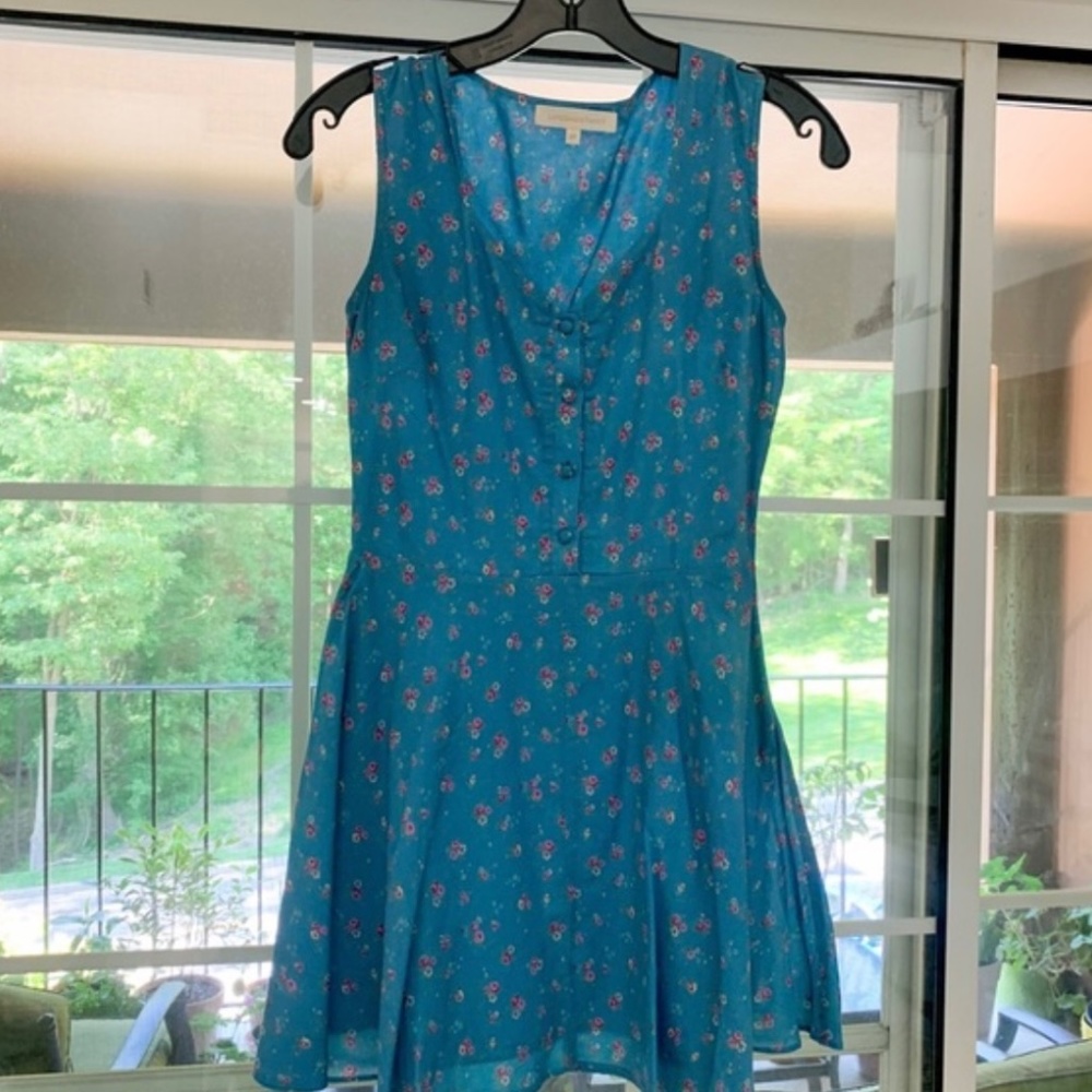 LoveShackFancy Blue Floral Mini Dress XS